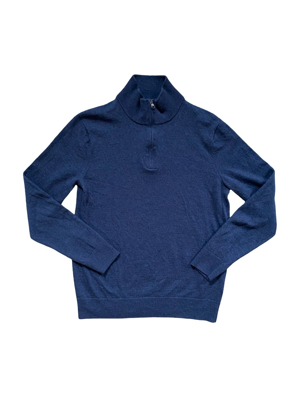 Banana Republic Tall Men's Navy Quarter Zip Italian Merino Wool Sweater - LT